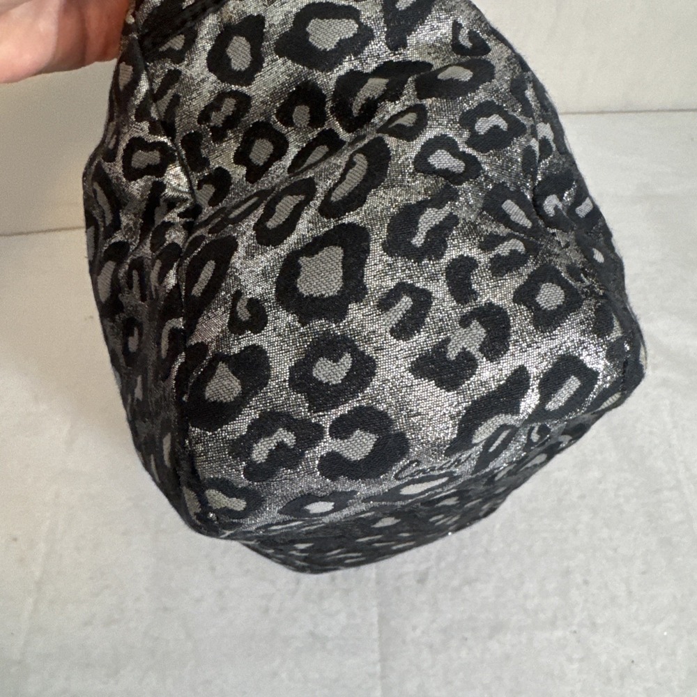 Coach Metallic Ocelot Leopard Animal Print Silver Black Satchel Vintage 14289 - Picture 8 of 13